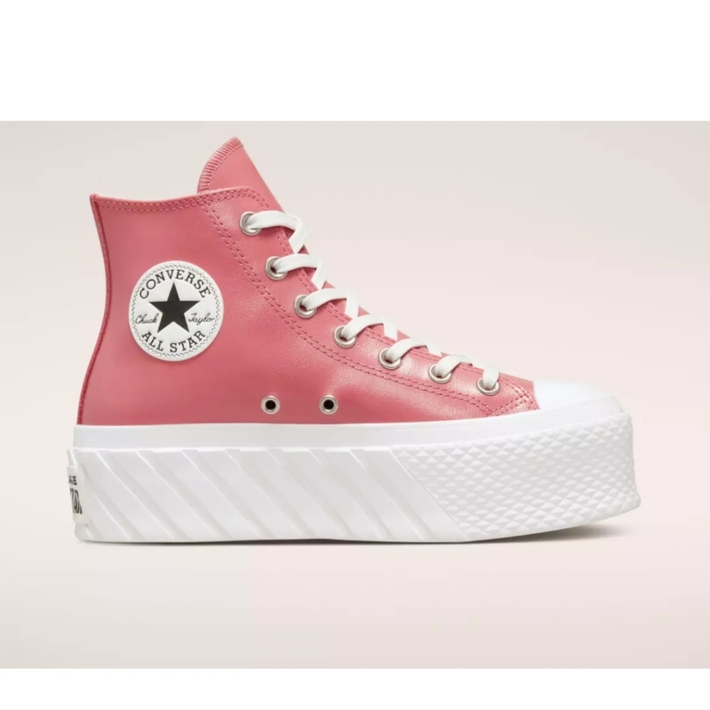 New Converse Women Lift Hi 2X Platform  Leather Boots Pink sz. 7.5High